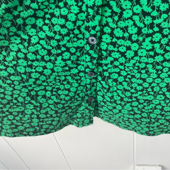 Boden Button Front Jersey Mini Dress in Green Bee Tulip Sprig Sz US 12 UK 16 - Picture 9 of 11